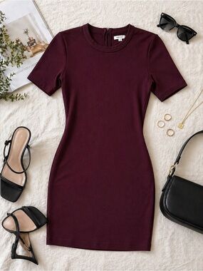 Aritzia Sunday Best Miller Bodycon Dress Burgundy Mini Fitted Dres